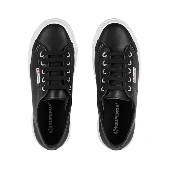 Superga 2750 Women's Black Italian Nappa Leather Sneaker—8 1/2 - Picture 9 of 13